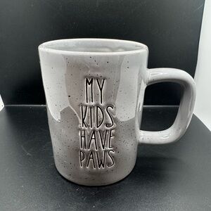 Gray Speckled Mug with my kids have paws pet lovers text Rae Dunn style Text